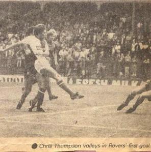Chris Thompson volleys in against Wimbledon 29/09/84